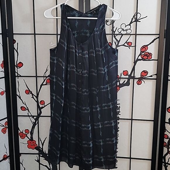 THEYSKENS' THEORY  BLUE PLAID BUTTON FRONT SLEEVELESS RACER BACK DRESS 100% Silk - Picture 1 of 11